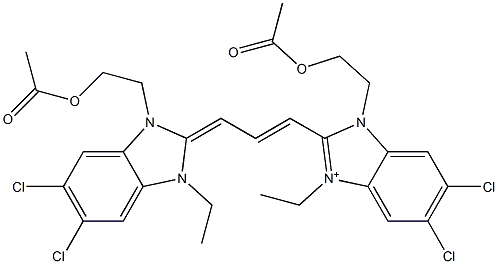 1-[2-(Acetyloxy)ethyl]-2-[3-[[3-[2-(acetyloxy)ethyl]-5,6-dichloro-1-ethyl-1,3-dihydro-2H-benzimidazol]-2-ylidene]-1-propenyl]-5,6-dichloro-3-ethyl-1H-benzimidazol-3-ium