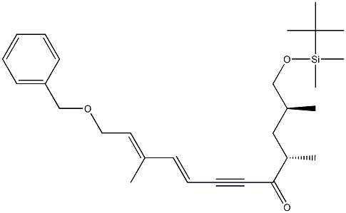 (2E,4E,9S,11S)-12-[(tert-ブチルジメチルシリル)オキシ]-3,9,11-トリメチル-1-(ベンジルオキシ)-2,4-ドデカジエン-6-イン-8-オン 化学構造式