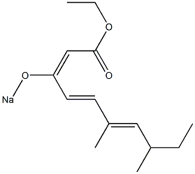 (2E,4E,6E)-6,8-ジメチル-3-ソジオオキシ-2,4,6-デカトリエン酸エチル 化学構造式