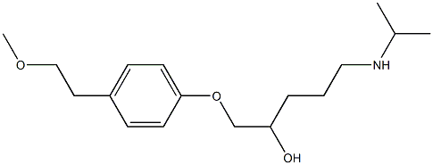 4-イソプロピルアミノ-1-[[4-(2-メトキシエチル)フェノキシ]メチル]-1-ブタノール 化学構造式