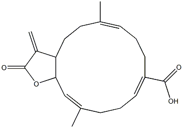 2,3,3a,4,5,8,9,12,13,15a-Decahydro-6,14-dimethyl-3-methylene-2-oxocyclotetradeca[b]furan-10-carboxylic acid Struktur