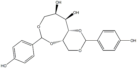 1-O,3-O:2-O,6-O-ビス(4-ヒドロキシベンジリデン)-D-グルシトール 化学構造式