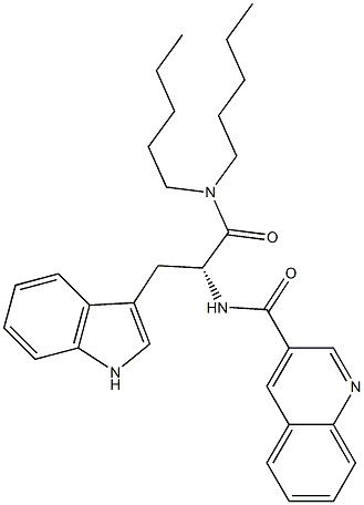(R)-2-(3-Quinolinylcarbonylamino)-3-(1H-indol-3-yl)-N,N-dipentylpropanamide Struktur