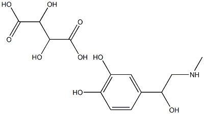 4-[(S)-1-ヒドロキシ-2-(メチルアミノ)エチル]-1,2-ベンゼンジオール·L-酒石酸塩 化学構造式