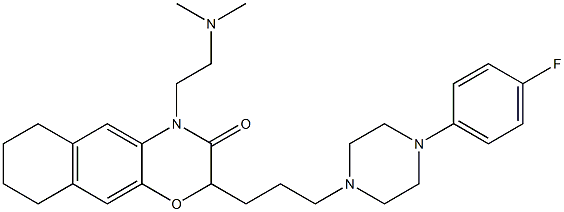 2-[3-[4-(4-フルオロフェニル)ピペラジン-1-イル]プロピル]-4-[2-(ジメチルアミノ)エチル]-6,7,8,9-テトラヒドロ-2H-ナフト[2,3-b][1,4]オキサジン-3(4H)-オン 化学構造式