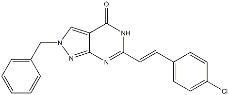 6-(p-クロロスチリル)-2-ベンジル-2H-ピラゾロ[3,4-d]ピリミジン-4(5H)-オン 化学構造式