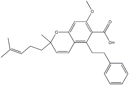 7-Methoxy-2-methyl-2-(4-methyl-3-penten-1-yl)-5-(2-phenylethyl)-2H-1-benzopyran-6-carboxylic acid