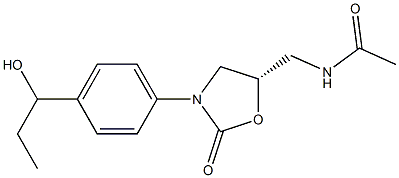 (5S)-5-アセチルアミノメチル-3-[4-(1-ヒドロキシプロピル)フェニル]オキサゾリジン-2-オン 化学構造式