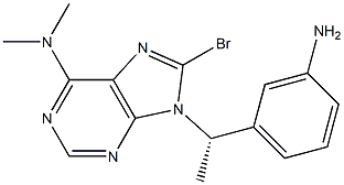 9-[(S)-1-(3-アミノフェニル)エチル]-8-ブロモ-N,N-ジメチル-9H-プリン-6-アミン 化学構造式