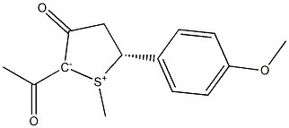 (5R)-2-Acetyl-5-(p-methoxyphenyl)-1-methyl-3-oxo-2,3,4,5-tetrahydrothiophen-1-ium-2-ide
