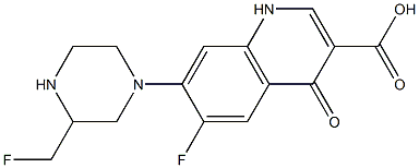 6-フルオロ-1,4-ジヒドロ-4-オキソ-7-(3-フルオロメチル-1-ピペラジニル)キノリン-3-カルボン酸 化学構造式