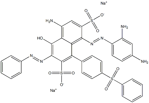4-[(2,4-Diaminophenyl)azo]-5-[4-(phenylsulfonyl)phenyl]-7-(phenylazo)-1-amino-8-hydroxy-3,6-naphthalenedisulfonic acid disodium salt Structure