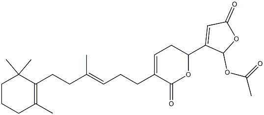 6-[(2-Acetoxy-5-oxo-2,5-dihydrofuran)-3-yl]-3-[6-(2,6,6-trimethyl-1-cyclohexen-1-yl)-4-methyl-3-hexen-1-yl]-5,6-dihydro-2H-pyran-2-one 结构式