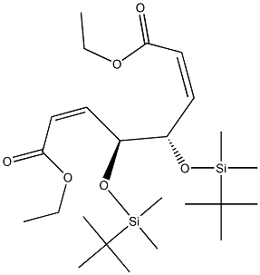 (2Z,4S,5S,6Z)-4,5-Bis(tert-butyldimethylsilyloxy)-2,6-octadienedioic acid diethyl ester Structure