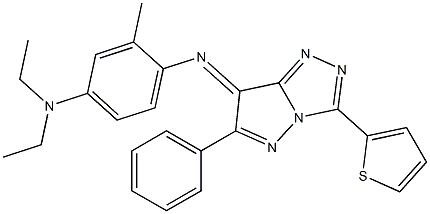 (7E)-7-[[2-Methyl-4-(diethylamino)phenyl]imino]-6-phenyl-3-(2-thienyl)-7H-pyrazolo[5,1-c]-1,2,4-triazole Struktur