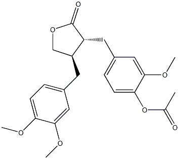 (3R,4R)-4-(3,4-Dimethoxybenzyl)-3-(4-acetoxy-3-methoxybenzyl)dihydrofuran-2(3H)-one Structure