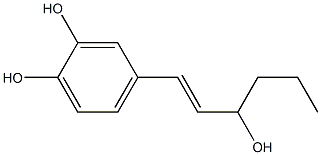 4-[(E)-3-ヒドロキシ-1-ヘキセニル]ピロカテコール 化学構造式