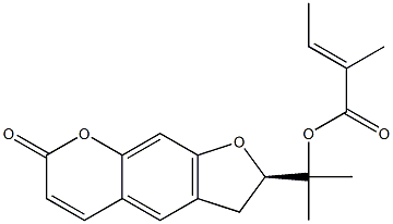 (E)-2-Methyl-2-butenoic acid 1-[(R)-2,3-dihydro-7-oxo-7H-furo[3,2-g][1]benzopyran-2-yl]-1-methylethyl ester Struktur