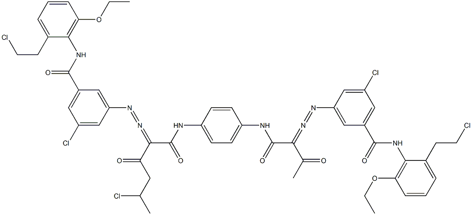 3,3'-[2-(1-Chloroethyl)-1,4-phenylenebis[iminocarbonyl(acetylmethylene)azo]]bis[N-[2-(2-chloroethyl)-6-ethoxyphenyl]-5-chlorobenzamide] Structure