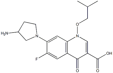 6-フルオロ-1-(2-メチルプロピルオキシ)-1,4-ジヒドロ-4-オキソ-7-(3-アミノ-1-ピロリジニル)キノリン-3-カルボン酸 化学構造式