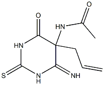 5-Acetylamino-1,2,5,6-tetrahydro-6-imino-5-(2-propenyl)-2-thioxopyrimidin-4(3H)-one Struktur