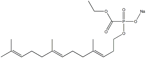 [[[(3E,7E)-4,8,12-トリメチルトリデカ-3,7,11-トリエニル]オキシ]ソジオオキシホスフィニル]ぎ酸エチル 化学構造式