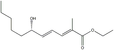 (2E,4E,6S)-6-ヒドロキシ-2-メチル-2,4-ウンデカジエン酸エチル 化学構造式