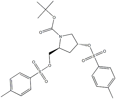(2S,4R)-4-Tosyloxy-2-tosyloxymethyl-1-pyrrolidinecarboxylic acid tert-butyl ester 结构式