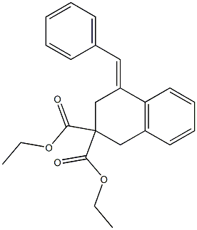 (E)-4-ベンジリデンテトラリン-2,2-ジカルボン酸ジエチル 化学構造式