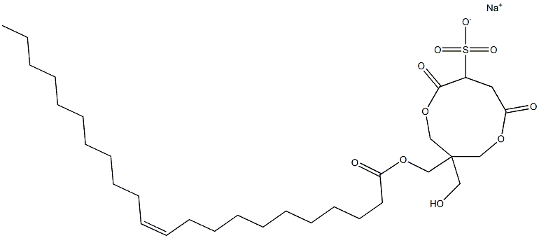1-[[[(Z)-1-Oxo-11-docosen-1-yl]oxy]methyl]-1-(hydroxymethyl)-4,7-dioxo-3,8-dioxacyclononane-6-sulfonic acid sodium salt Struktur