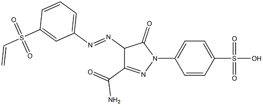4-[3-カルバモイル-5-オキソ-4-(m-ビニルスルホニルフェニルアゾ)-2-ピラゾリン-1-イル]ベンゼンスルホン酸 化学構造式