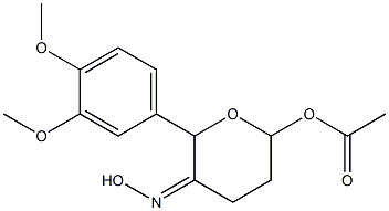 Acetic acid [5-(hydroxyimino)-6-(3,4-dimethoxyphenyl)tetrahydro-2H-pyran]-2-yl ester Structure