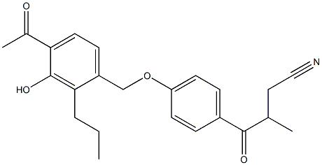 4-[4-(4-アセチル-3-ヒドロキシ-2-プロピルベンジルオキシ)フェニル]-4-オキソ-3-メチルブチロニトリル 化学構造式