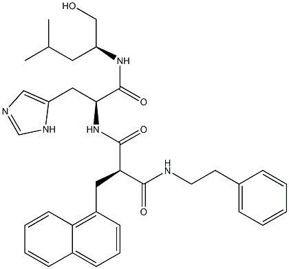 (2S)-2-[[N-[(2R)-2-[(Phenethylamino)carbonyl]-3-(naphthalen-1-yl)propionyl]-L-histidyl]amino]-4-methyl-1-pentanol Struktur
