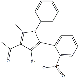 4-アセチル-3-ブロモ-5-メチル-2-(2-ニトロフェニル)-1-フェニル-1H-ピロール 化学構造式