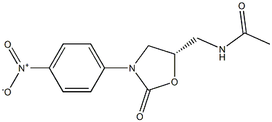 (5S)-5-Acetylaminomethyl-3-[4-nitrophenyl]oxazolidine-2-one Struktur