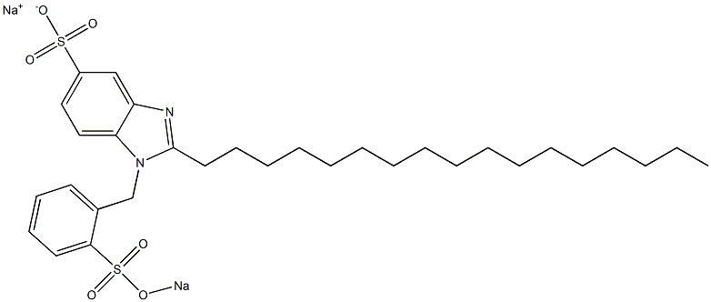 1-[2-(Sodiooxysulfonyl)benzyl]-2-heptadecyl-1H-benzimidazole-5-sulfonic acid sodium salt 结构式