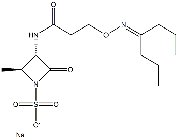 (3S,4S)-4-Methyl-2-oxo-3-[3-(1-propylbutylidene)aminooxypropionylamino]azetidine-1-sulfonic acid sodium salt 结构式