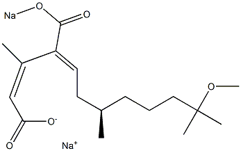 (2Z,4E,7R)-11-Methoxy-3,7,11-trimethyl-4-(sodiooxycarbonyl)-2,4-dodecadienoic acid sodium salt Structure