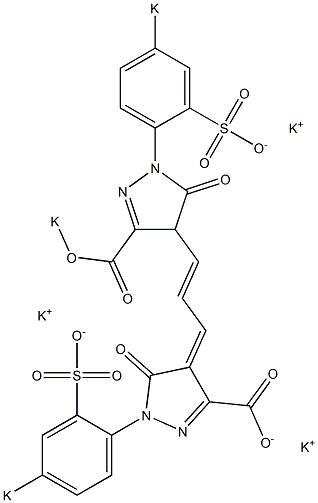 4-[3-[5-オキソ-3-ポタシオオキシカルボニル-1-(p-ポタシオスルホフェニル)-2-ピラゾリン-4-イル]-2-プロペニリデン]-5-オキソ-1-(p-ポタシオスルホフェニル)-2-ピラゾリン-3-カルボン酸カリウム 化学構造式