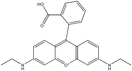 9-(2-Carboxyphenyl)-3,6-bis(ethylamino)xanthylium Struktur