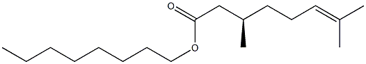 [S,(-)]-3,7-ジメチル-6-オクテン酸オクチル 化学構造式