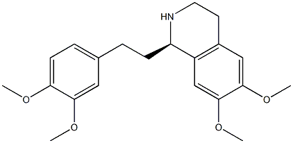 (1R)-1,2,3,4-テトラヒドロ-6,7-ジメトキシ-1-[2-(3,4-ジメトキシフェニル)エチル]イソキノリン 化学構造式