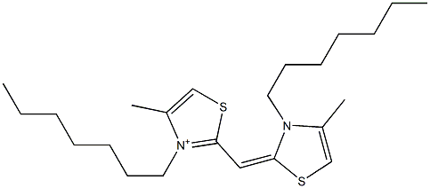 3-Heptyl-2-[(3-heptyl-4-methylthiazol-2(3H)-ylidene)methyl]-4-methylthiazol-3-ium 结构式