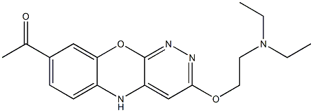 8-アセチル-3-(2-ジエチルアミノエトキシ)-5H-ピリダジノ[3,4-b][1,4]ベンゾオキサジン 化学構造式