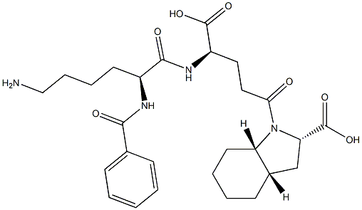 (2S,3aS,7aS)-Octahydro-1-[(4R)-4-[[(2S)-6-amino-2-[benzoylamino]hexanoyl]amino]-4-carboxybutyryl]-1H-indole-2-carboxylic acid Struktur