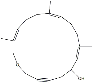 (3E,7E,11E)-3,7,11-Trimethyloxacycloheptadeca-3,7,11-trien-15-yn-13-ol Struktur