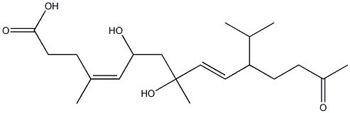 (4Z,9E)-6,8-Dihydroxy-4,8-dimethyl-11-(1-methylethyl)-14-oxopentadeca-4,9-dienoic acid Struktur