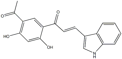 (E)-1-(2,4-ジヒドロキシ-5-アセチルフェニル)-3-(1H-インドール-3-イル)-2-プロペン-1-オン 化学構造式