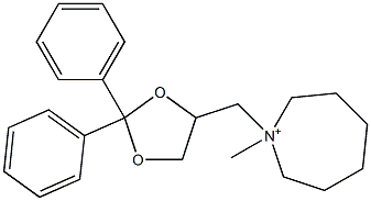 Hexahydro-1-methyl-1-[(2,2-diphenyl-1,3-dioxolan-4-yl)methyl]-1H-azepin-1-ium 结构式